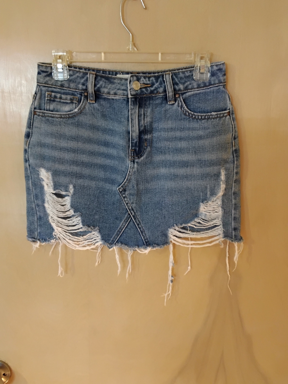 PacSun Blue Distressed Denim Mini Skirt